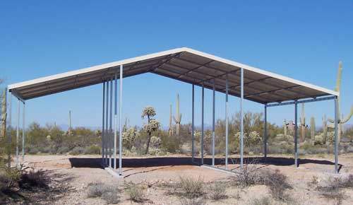 Pictured Above and Below: Base model continuous slope horse shelter 